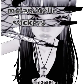 🥗 melancholic stickers
криста лохушка. adesivo, goth, emo, malinconico, bianco e nero, ragazza whatsapp sticker