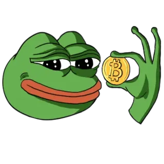 💰 Pepe the Frog Pepe Żaba, Bitcoin, Krypto, Meme, Kultura internetowa, Waluta cyfrowa telegram sticker
