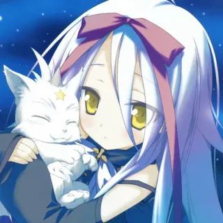 🐱 garota anime, gato, fofo, kawaii, cabelo branco, olhos amarelos telegram sticker