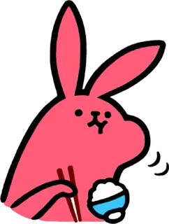 😁 Hase, essen, Essstäbchen, Essen, niedlich, Cartoon whatsapp sticker