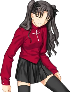 😖 Rin Tohsaka Fate/stay night Anime, Chica, Rojo, Uniforme escolar, Fate Stay Night whatsapp sticker
