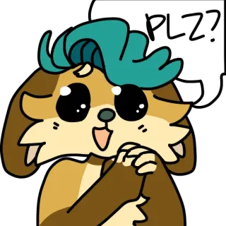 😇 PLZ? мультфильм, умоляющий, просящий, милый, аниме, просьба, пожалуйста telegram sticker
