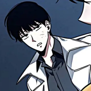✖️ hombre, anime, manga, serio, genial, pelo negro telegram sticker