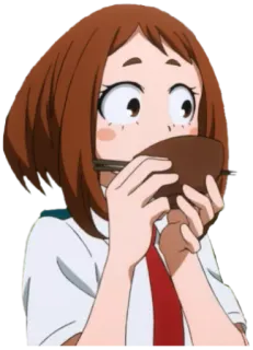 🍜 Ochaco Uraraka My Hero Academia 动漫, 御茶子, 丽日, 吃东西, 英雄 telegram sticker