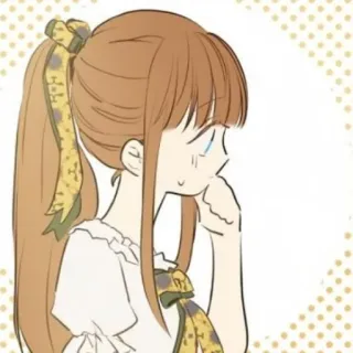 🤔 Cartoon, Anime, Mädchen, Schleife, Ausdruck, Süß, Illustration whatsapp sticker