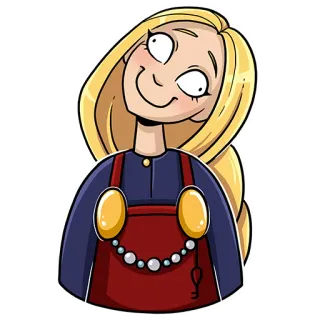 🙃 kartun, gadis, tersenyum, pirang, viking whatsapp sticker