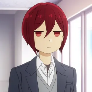 ✏️ anime, red hair, bored, school uniform, manga telegram sticker