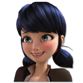 😄 Marinette Dupain-Cheng Miraculous: Tales of Ladybug & Cat Noir Marinette, Miraculous Ladybug, desenho animado, animado, personagem, sorriso telegram sticker