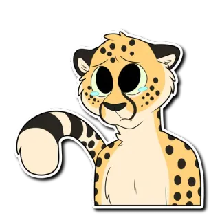 😢 치타, 슬픈, 우는, 동물, 만화 telegram sticker