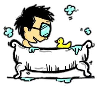 🛀 banho, banheira, pato de borracha, bolhas, desenho animado, banhar whatsapp sticker