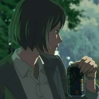 💈 Anime, Bebiendo, Mujer, Cerveza, Lata, Bebida, Dibujo animado telegram sticker