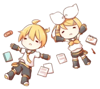 💭 Anime, Vocaloid, Rin, Len, Kawaii, Imut, Chibi telegram sticker