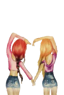 😍 amitié, filles, coeur, amour, ensemble whatsapp sticker