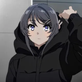 💘 anime, fofo, menina, moletom com capuz, desenho animado telegram sticker