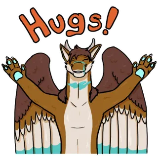 👥 Hugs! peluk, naga, sayap, ramah, binatang, berbulu telegram sticker