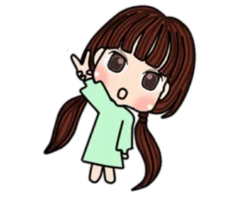 ✌ Desenho animado, Garota, Sinal de paz, Bonito, Anime telegram sticker