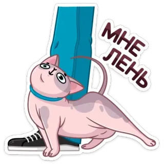 ☹️ МНЕ ЛЕНЬ gatto, pigro, sfinge, testo russo, animale, carino telegram sticker