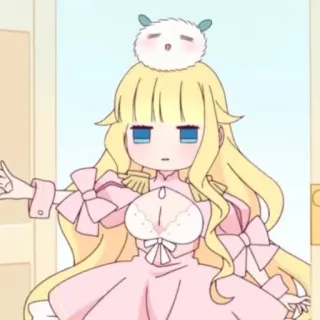 ☁️ Anime, Dibujos animados, Chica, Linda, Pelo rubio, Vestido, Adorable whatsapp sticker
