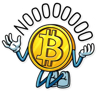 😫 NOOOOOOO Bitcoin, Cripto, Moneta, Cartone animato, Triste, Perdita telegram sticker