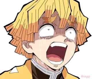 😱 Zenitsu Agatsuma Demon Slayer Anime, Demon Slayer, Zenitsu, llorando, asustado, pegatina, dibujos animados telegram sticker