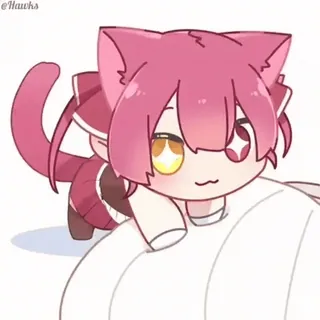 🐱 anime, catgirl, cute, kawaii, chibi, pink hair whatsapp sticker