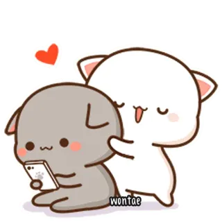 🍥 wontae Katzen, Liebe, Süß, Cartoon, Kawaii telegram sticker
