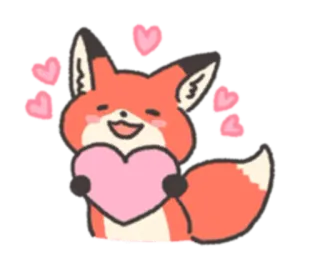 ❤️ 狐狸, 心, 爱, 动物, 卡通 telegram sticker