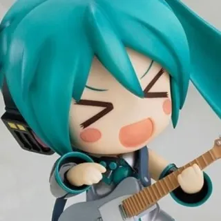 😆 Hatsune Miku Anime, Chibi, Vocaloid, Música, Guitarra, Desenho animado, Fofo, Kawaii whatsapp sticker