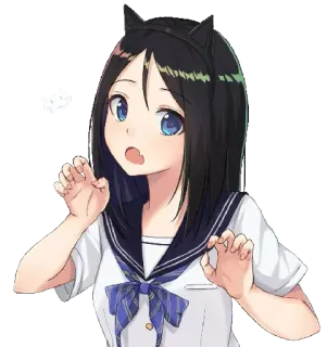 😻 Аниме, Девочка, Кошачьи ушки, Школьная форма, Милый, Каваий telegram sticker