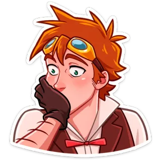 😦 Мультфильм, Стимпанк, Персонаж, Очки, Удивлённый telegram sticker