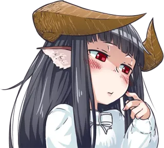 😳 anime girl, demon, horns, cute, blush, fantasy telegram sticker