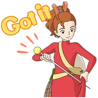 👍 Got it 만화, 애니메이션, 여자, 알았어, 스티커, 주황색, 빨간색, 캐릭터 telegram sticker