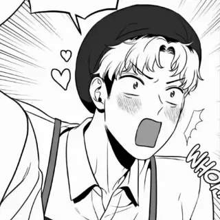 ✉️ WHOA manhwa, surprised, cute, kawaii, black and white, heart telegram sticker