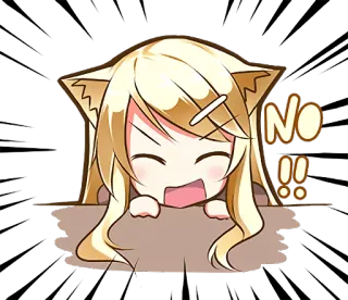 🙅 NO!! 动漫, 猫娘, 可爱, 不, 拒绝, 回绝 whatsapp sticker