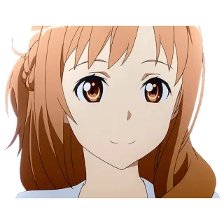 🙂 Asuna Yuuki Sword Art Online anime, ragazza, personaggio, sorridente, ritratto telegram sticker