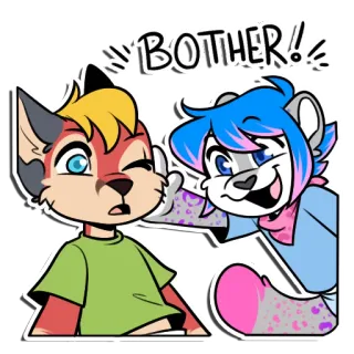 👈 BOTHER!! Cartoon, Furry, Dier, Antropomorf, Schattig, Grappig, Vervelend whatsapp sticker