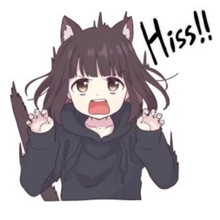 😤 Hiss!! девушка-кошка, аниме, шипение, стикер telegram sticker