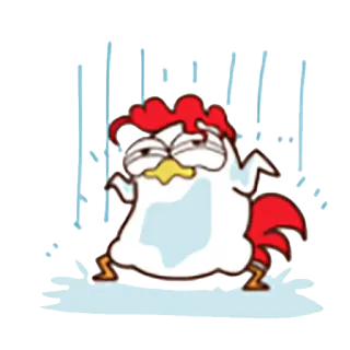 😖 Huhn, Cartoon, traurig, Regen telegram sticker