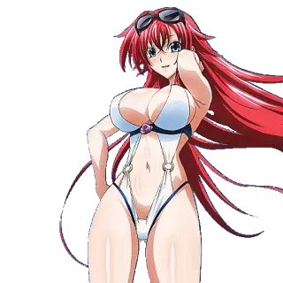 😎 Anime, Biquíni, Garota, Cabelo Vermelho, Roupa de banho telegram sticker