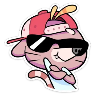 😎 cartoon, cat, sunglasses, hat, character, sticker whatsapp sticker
