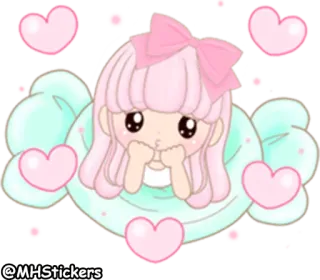 😇 @MHStickers carino, kawaii, cuori, rosa, adesivo, caramella, ragazza telegram sticker