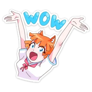 😦 WOW Anime, Lindo, Chica, Wow, Expresión, Feliz, Emocionado telegram sticker