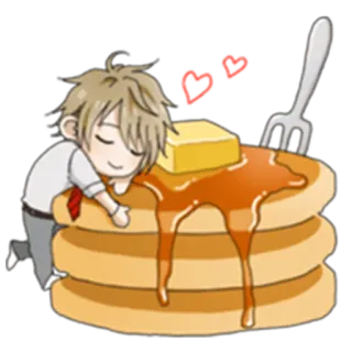 😙 pancakes, food, breakfast, butter, syrup, anime, kawaii, cute telegram sticker