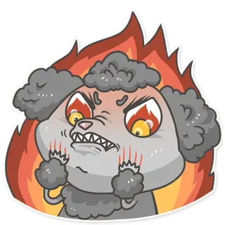 🐩 화난, 개, 불, 만화, 감정, 불쾌한, 좌절한, 푸들 telegram sticker