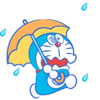 ☔ Doraemon doraemon, anime, cartoon, regen, regenschirm telegram sticker