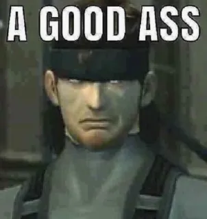 🍑 Solid Snake Metal Gear Solid A GOOD ASS Jeu vidéo, Soldat, Meme, Militaire, Offensant telegram sticker
