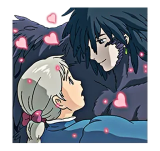 ❤ Howl Howl's Moving Castle Аниме, Романтика, Фэнтези, Любовь, Пара, Ходячий замок, Хаул, Софи telegram sticker