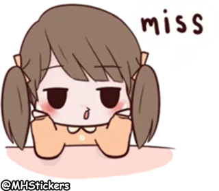 ☹️ miss милый, мультик, девушка, грустный, скучаю telegram sticker