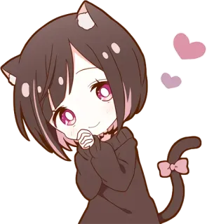 🥰 Anime, Katzenmädchen, Kawaii, Süß, Herzen, Cartoon, Digitale Kunst telegram sticker
