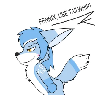 😎 Fennix FENNIX, USE TAILWHIP! furry, cartoon, fox, animal, tailwhip, video game reference telegram sticker